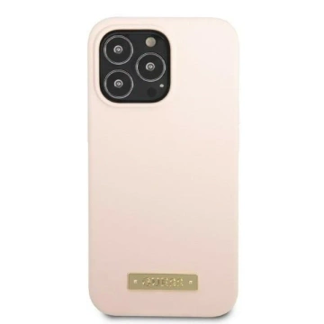 Etui Guess GUHMP13LSPLP pre Apple iPhone 13 Pro / 13 6,1" różowy/ružové pevné puzdro Silicone Logo Plate MagSafe