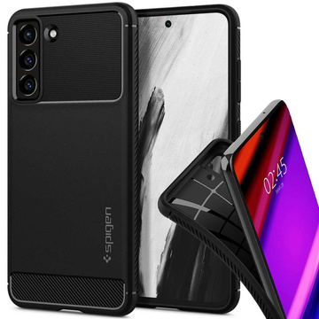 Puzdro pre Samsung Galaxy S21 FE puzdro Spigen Rugged Armor Matte Black Glass