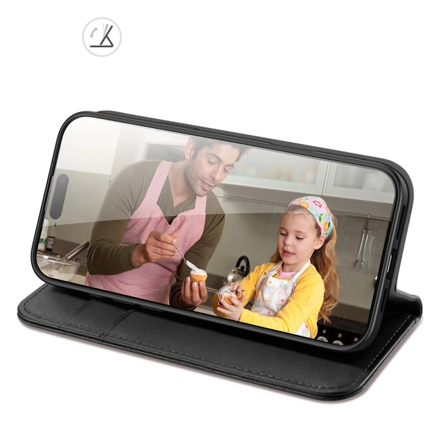 iPhone 16 Pro Dux Ducis Hivo Lederhülle mit RFID Schwarz