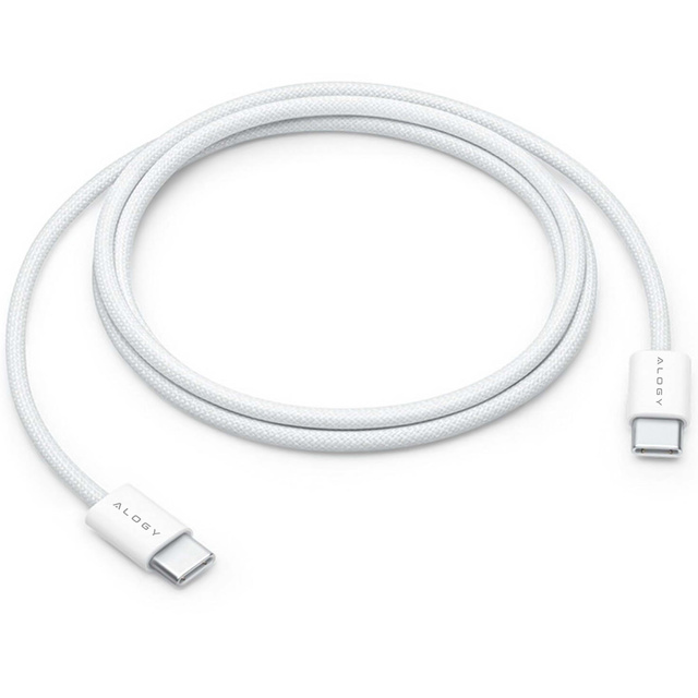 Kábel USB-C typu C Silný rýchly 60 W PD 1M pre iPhone 15/Pro/Max iPad MacBook Alogy nylonový kábel biely