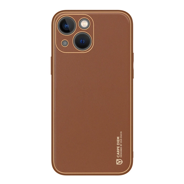 Dux Ducis Yolo case iPhone 14 elegant cover made of ecological leather brown