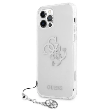 Guess GUHCP12LKS4GSI iPhone 12 Pro Max 6,7" Transparentné pevné puzdro 4G Silver Charms Collection