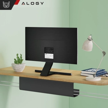 Cable organizer under the table top, cable shelf, wire strip, table top, desk, Alogy 55cm Black