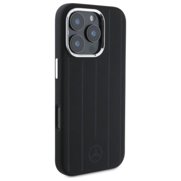 Etui Mercedes до iPhone 16 Pro Max 6.9" Czarne HardCase Silicone Vertical Tonal Stripes MagSafe