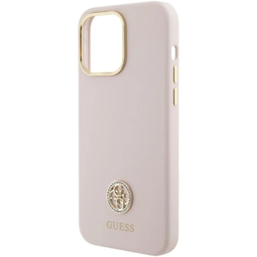 Чохол Guess GUHCP15XM4DGPP для iPhone 15 Pro Max 6.7" pink/pink hardcase Silicone Logo Strass 4G