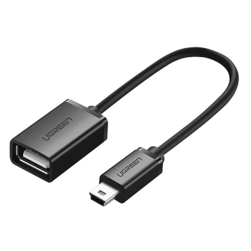 Адаптер Ugreen US249 mini USB-B на USB-A OTG 10 см 480 Мбіт/с, чорний