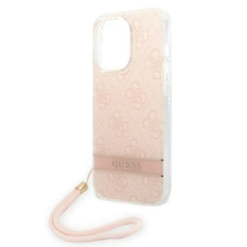 Guess GUOHCP14LH4STP case for Apple iPhone 14 Pro 6.1" pink/pink hardcase 4G Print Strap