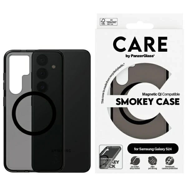 Pouzdro Etui pro Samsung Galaxy S24 CARE od PanzerGlass Flagship QI, kouřové