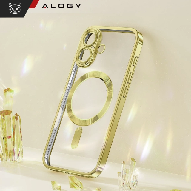 Чохол MagSafe Case для iPhone 16 Glamour Luxury Slim Ring Cover Alogy Gold Transparent