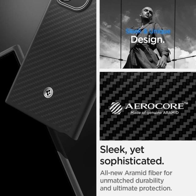 Etui Spigen Enzo Aramid для Samsung Galaxy S24 Ultra Matte Black