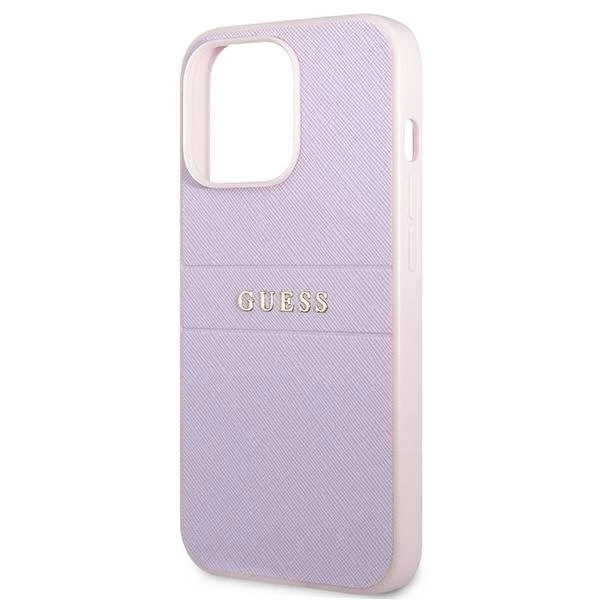 Guess GUHCP13LPSASBPU iPhone 13 Pro / 13 6,1" purpurowy/lila Saffiano Hot Stamp