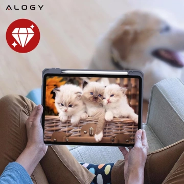 Etui hybrydowe z miejscem na rysik do Apple iPad Air 11" (2024,2025) / Air 10.9" (2020,2022) / Pro 11 (2018) Alogy Hybrid Book Cover Case Marble Fioletowe + Szkło