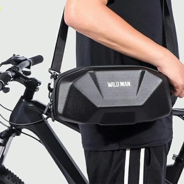 Torba Rowerowa Wildman 3.5L na Kierownicę PU+EVA Wodoodporna Czarna