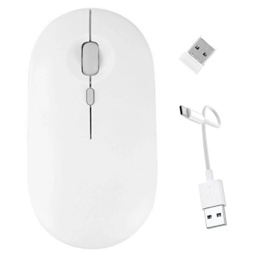 Бездротова миша Alogy, маленька ергономічна мишка для ноутбука, bluetooth 2.4GHz, тиха, біла