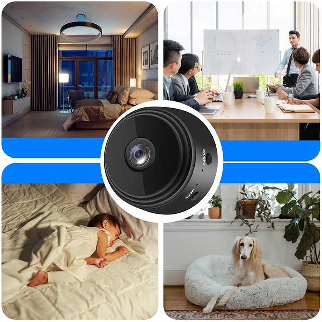 Spionagekamera Versteckte Erkennung Diskrete Mini-Webcam mit Datenübertragung WiFi Full HD IP schwarz