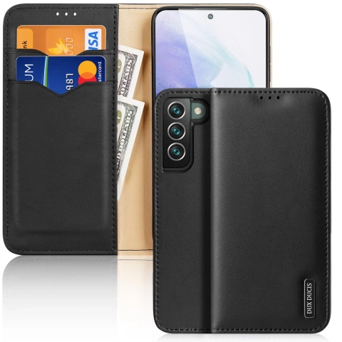 Dux Ducis Hivo Leather Flip Cover Genuine Leather Wallet For Cards And Documents Samsung Galaxy S22 (S22 Plus) Чорний