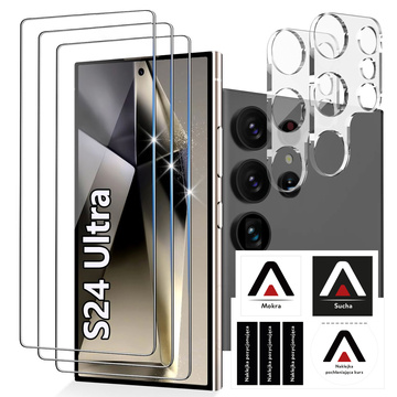 Загартоване скло для Samsung Galaxy S24 Ultra 3x протектор екрану 2x об’єктив камери Lens Pro 9H Alogy Glass Set