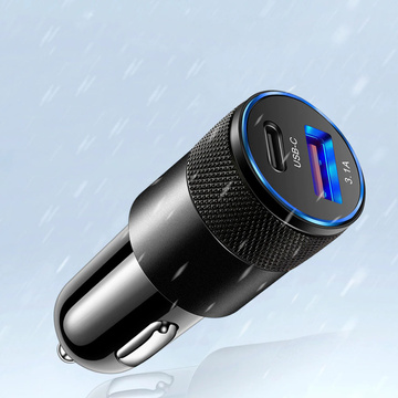 Alogy Car Charger USB-C Type C USB 3.1A Black 1m Cable USB-C to Lightning Case