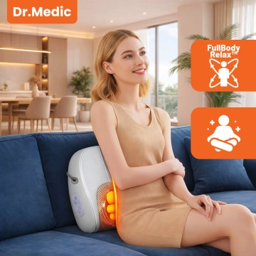 Poduszka masująca elektryczna na szyję i kark – masażer z pilotem, funkcja grzania zagłówka, relaks i redukcja napięcia mięśni – Dr.Medic RelaxNeck™