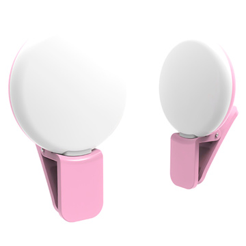 Alogy Mini Selfie Ring LED svetelný klip na nahrávanie klipov do telefónu Ružový