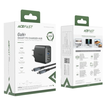 Acefast 2in1 wall charger GaN 65W USB Type C / USB, HDMI adapter 4K@60Hz (set with cable) black (A17 black)