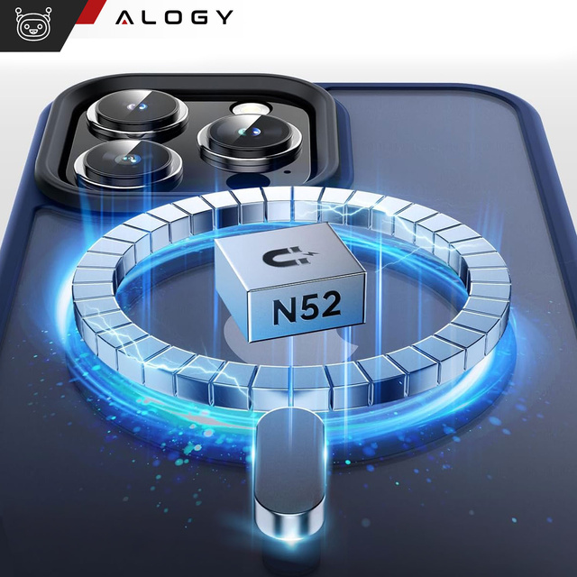 Etui do iPhone 15 Pro MagSafe Matt Case Cover matowe obudowa Alogy Ring pancerne na telefon Granatowe