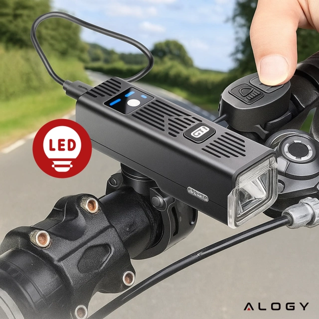 Svetlo na bicykel Predné LED predné svetlo Osvetlenie na bicykel Vodotesné IPX5 Alogy P12 Bike Light Black