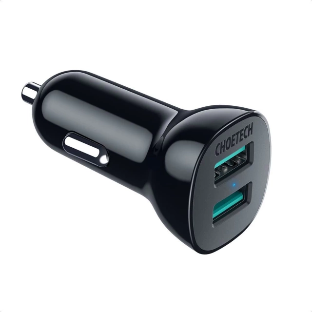 Choetech car charger 2 x USB Quick Charge 3.0 30W 2.4A black (C0051)