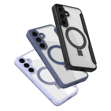 Puzdro Dux Ducis Skin X Pro s magnetickým krúžkom / stojanom pre Samsung S24 - čierne