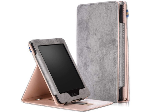 Alogy Slim Leather Case for Kindle Paperwhite 4 2018/2019 Gray Foil