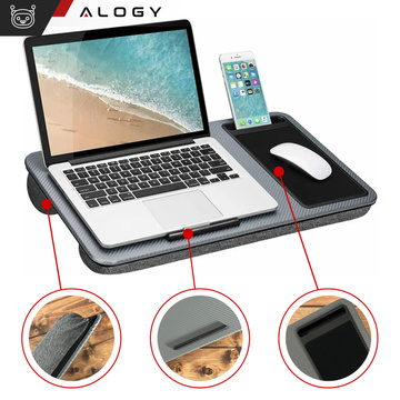 Laptop table stand phone holder mouse pad for bed Alogy portable desk with pillows