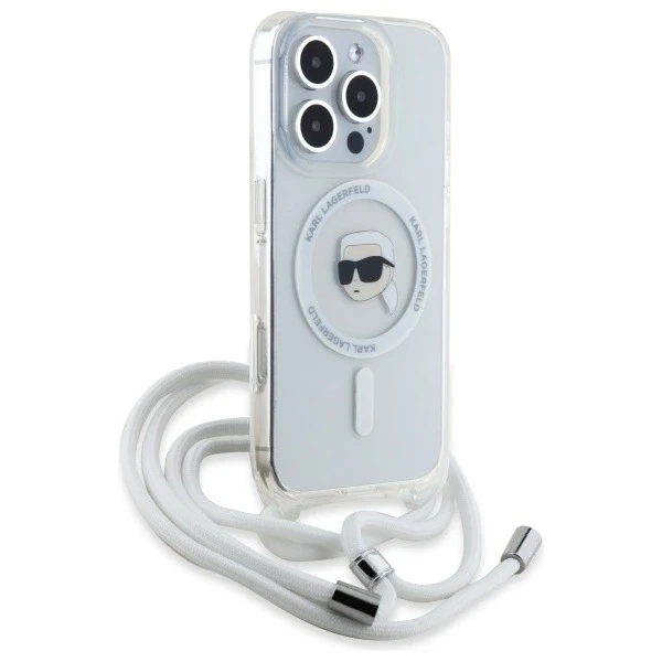 Etui Karl Lagerfeld pre iPhone 16 Pro Max 6,9" Magsafe Hardcase Transparent Crossbody IML Karl Head