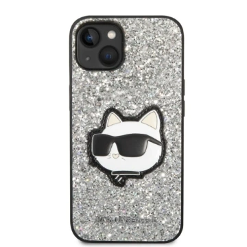 Karl Lagerfeld KLHCP14SG2CPS ochranné pouzdro na telefon Apple iPhone 14 6,1" stříbrné/stříbrné pevné pouzdro Glitter Choupette Patch
