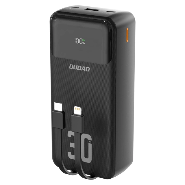 Powerbank Dudao K15MAX 30000mAh PD 22.5W z kablami Czarny