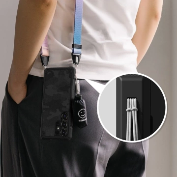 Puzdro na Samsung Galaxy S25 Ultra, čierne, s kamienkom a krúžkom Rugged Gear.