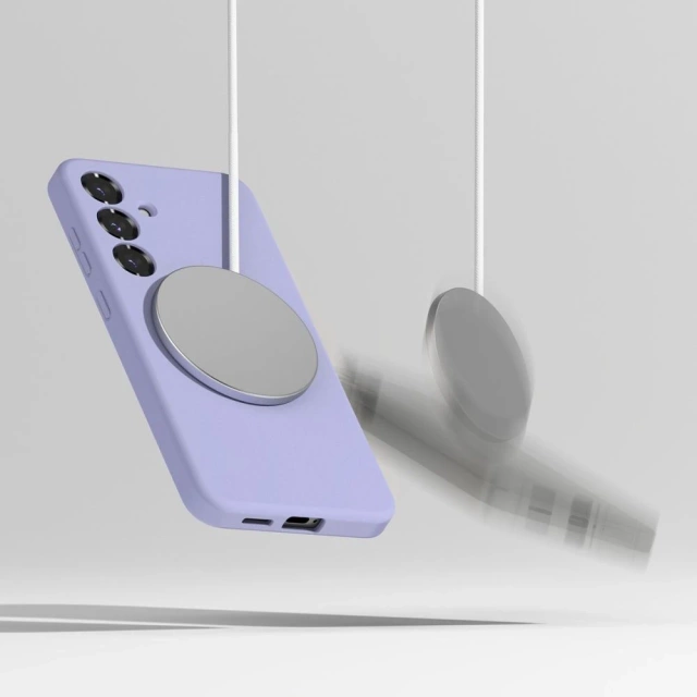 Чохол для Samsung Galaxy S25 з лавандовим кільцем, силіконовий, магнітний, MagSafe