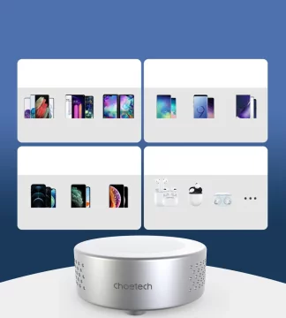Choetech 15 W Qi Kabelloses Ladegerät (MagSafe-kompatibel) mit Telefonlüfter (USB Typ C - USB Typ C-Kabel im Lieferumfang enthalten) Silber (T593-F)