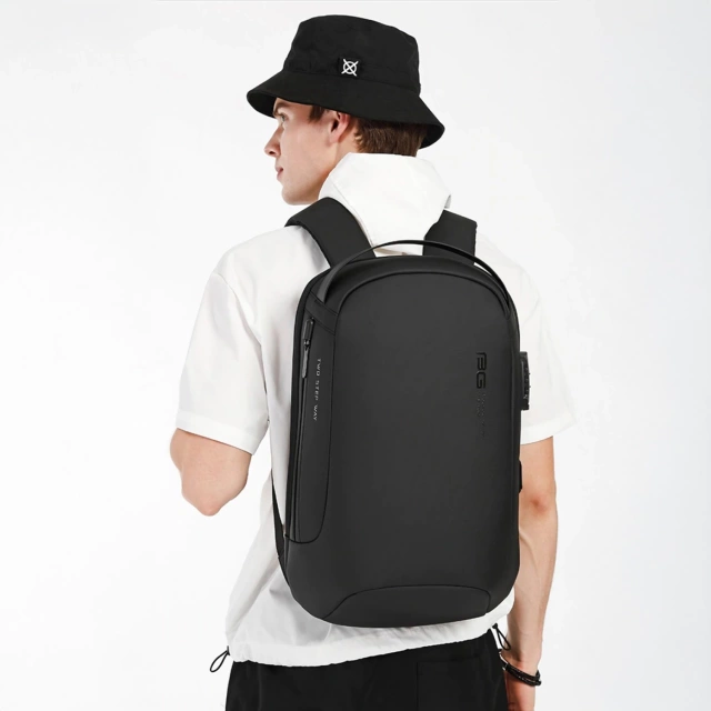 Bange wasserdichter Rucksack für 15,6-Zoll-Laptop, Stadtreisender, 45 x 30 x 16 cm, für Arbeit, Flugzeug, Herren, Damen, mit USB-Anschluss Schwarz