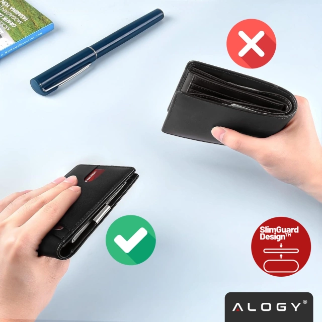 RFID Wallet Protective Case Blocking Signal for Cards Documents Thin Alogy Small Men's Women's Wallet Black