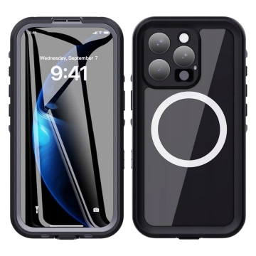 Vodotesné puzdro Alogy HydroArmor™ IP68 s priehľadným zadným pancierovým krytom 360 pre MagSafe pre Apple iPhone 16 Pro