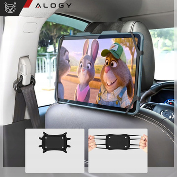 Car headrest holder strong Velcro for tablet phone reader Alogy Car flexible black