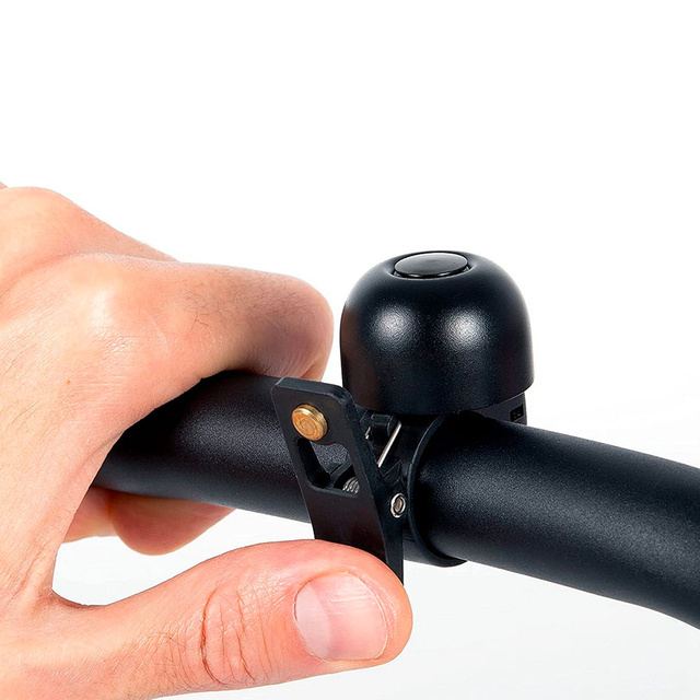 Cyklistický zvonček na bicykel univerzálny mini RockBros 2018-1ABK hlasitý 120dB na riadidlá vodeodolný čierny