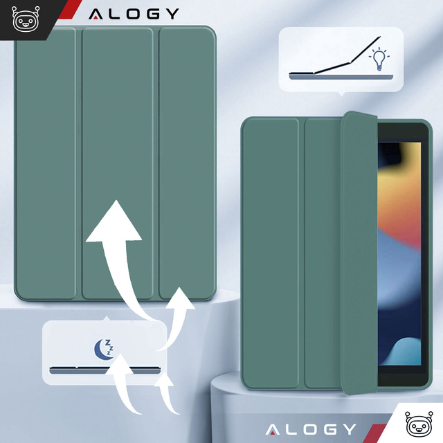 Obal pre Apple iPad 10.2 9 Gen 8/7 2021/2020/2019 Smart Pencil Case Alogy TPU Kryt na tablet Zelené sklo