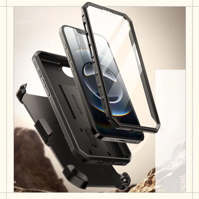 Etui Supcase Unicorn Beetle Pro iPhone 16e Schwarz mit Clip
