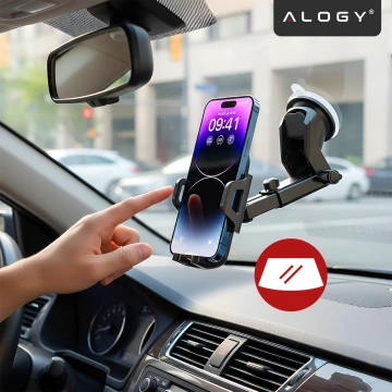 Автомобільний тримач для телефону 3в1 Alogy на лобове скло на решітку приладової панелі кокпіт Чорний