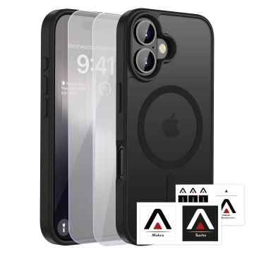 Набір чохлів Alogy 3in1 Case Pack™ – чорний гібридний чохол MagSafe з 2 захисними плівками із загартованого скла для Apple iPhone 17