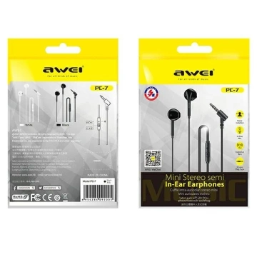 Stereo sluchátka AWEI PC-7 3,5mm jack černá/černá
