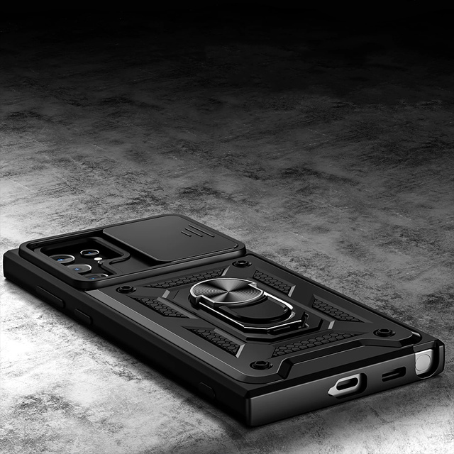 Alogy Camshield Stand Ring Camera Case for Samsung Galaxy S22 Ultra black