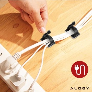 Self-adhesive clips x100 Desk cable organizer cable organizers for desk top wires 3M tape Alogy [100pcs]