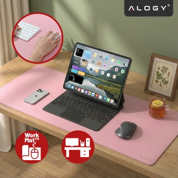Podložka pod stôl 90×45 cm – protišmyková ochranná podložka z elegantnej PU ekokože, na myš a klávesnicu, štýlová a odolná – Alogy WorkMat™ Pink